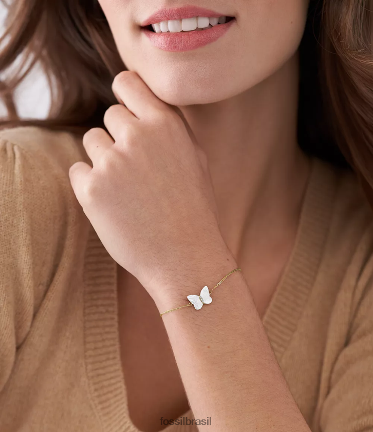 Fossil joia mulheres pulseira de corrente de borboleta com asas radiantes madrepérola branca 66RZLJ973