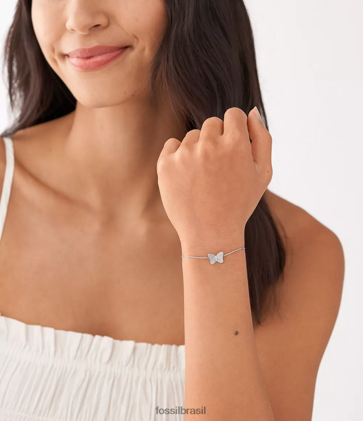 Fossil joia mulheres pulseira de corrente de borboletas esterlinas prata 66RZLJ992