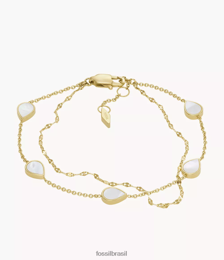 Fossil joia mulheres pulseira de corrente de lágrima madrepérola branca 66RZLJ1026