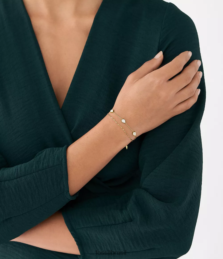 Fossil joia mulheres pulseira de corrente de lágrima madrepérola branca 66RZLJ1026