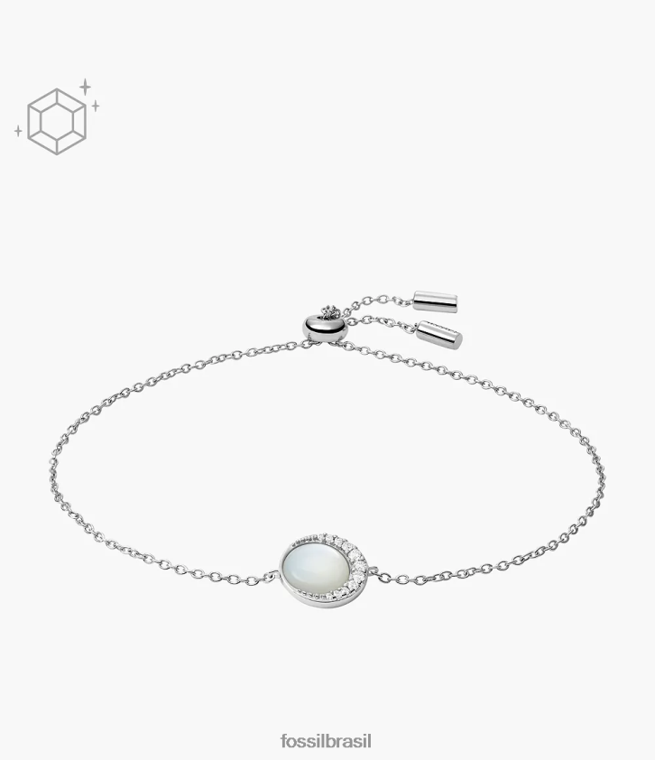Fossil joia mulheres pulseira de corrente esterlina crescente madrepérola branca 66RZLJ993