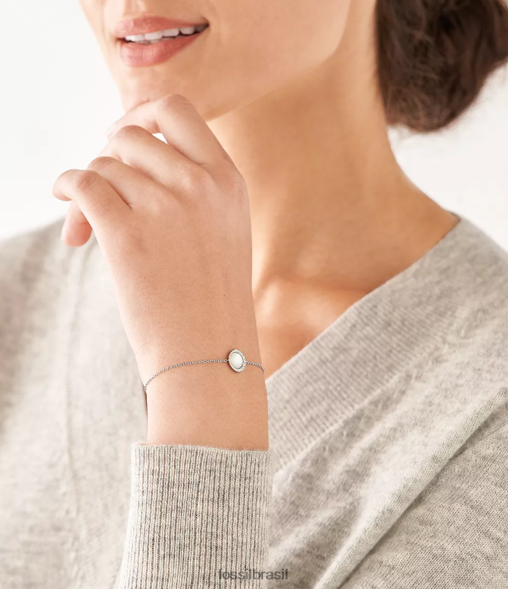 Fossil joia mulheres pulseira de corrente esterlina crescente madrepérola branca 66RZLJ993