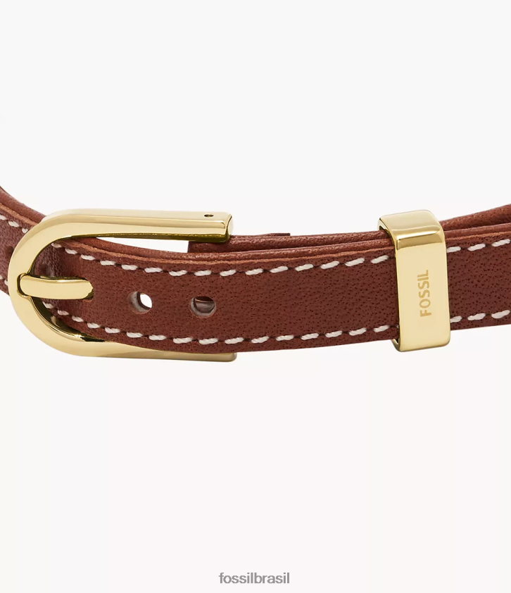 Fossil joia mulheres pulseira de couro d-link Heritage Marrom e branco 66RZLJ1002