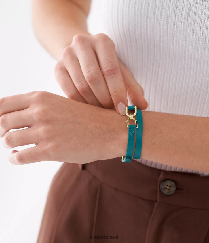 Fossil joia mulheres pulseira de couro d-link Heritage azul esfumaçado 66RZLJ971