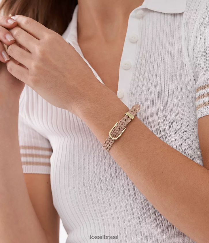 Fossil joia mulheres pulseira de couro d-link Heritage café com leite marrom 66RZLJ1025