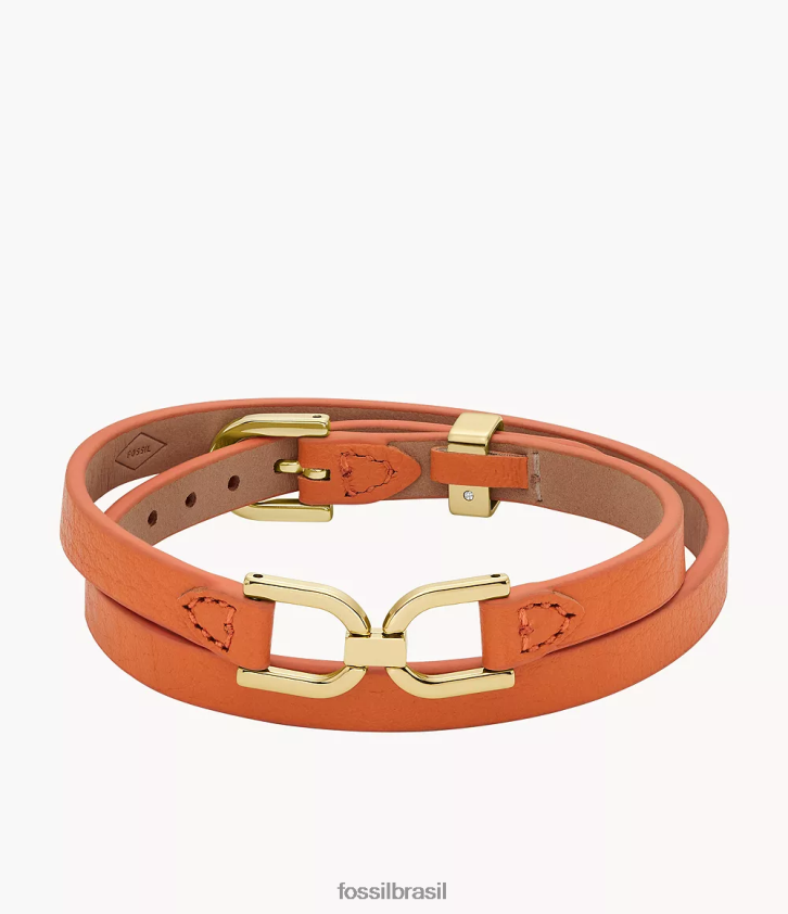 Fossil joia mulheres pulseira de couro d-link Heritage laranja monarca 66RZLJ1000