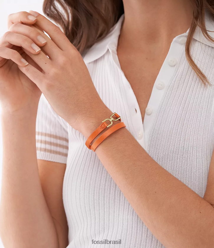 Fossil joia mulheres pulseira de couro d-link Heritage laranja monarca 66RZLJ1000