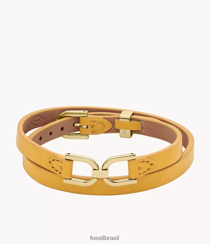 Fossil joia mulheres pulseira de couro d-link Heritage limão amarelo 66RZLJ998