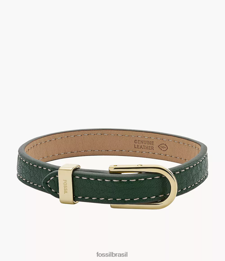 Fossil joia mulheres pulseira de couro d-link Heritage verde 66RZLJ1251