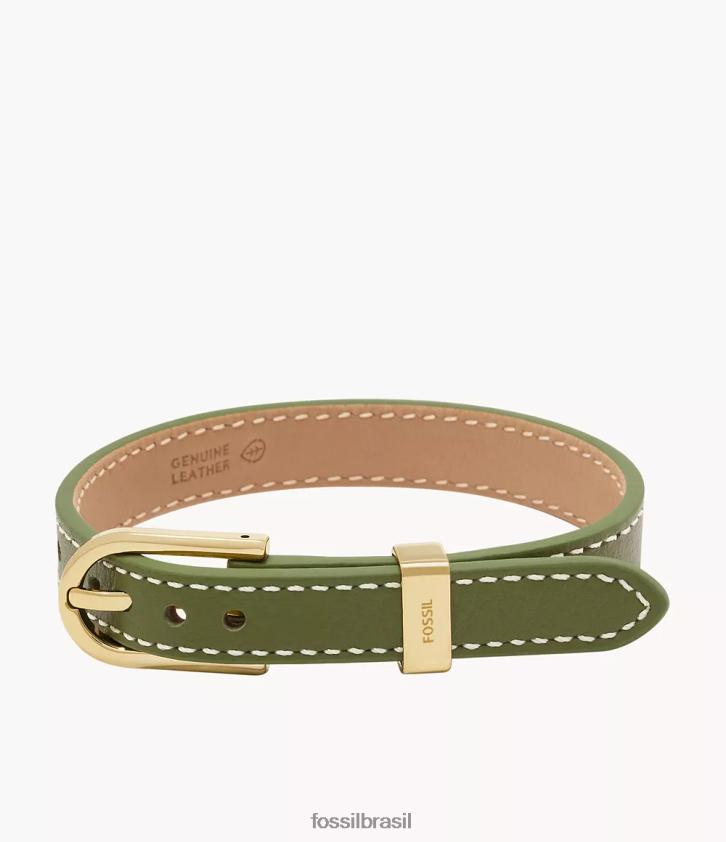Fossil joia mulheres pulseira de couro d-link Heritage verde médio 66RZLJ1214