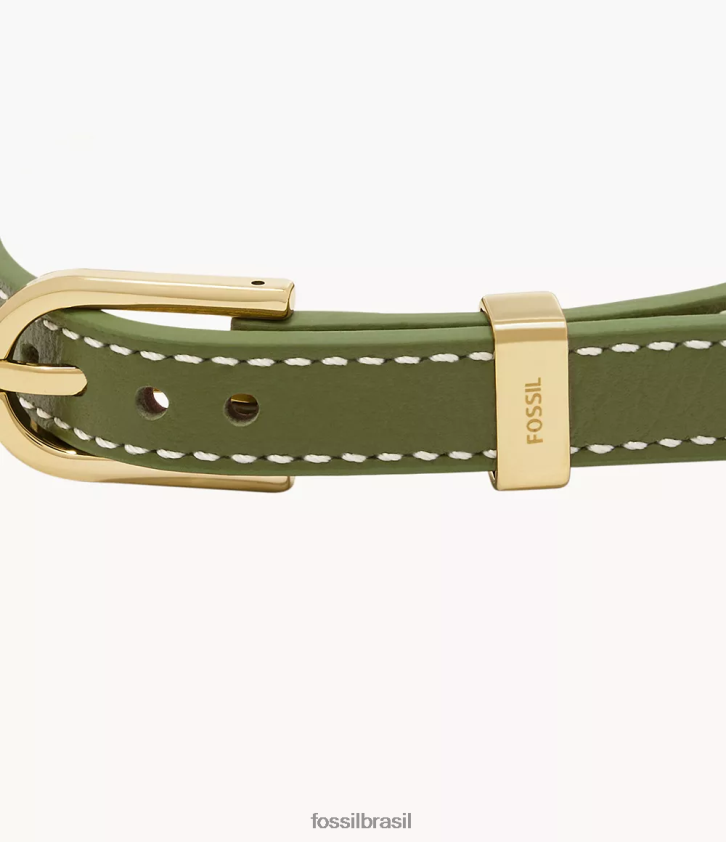 Fossil joia mulheres pulseira de couro d-link Heritage verde médio 66RZLJ1214