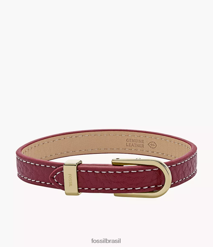Fossil joia mulheres pulseira de couro d-link Heritage vermelho 66RZLJ1245
