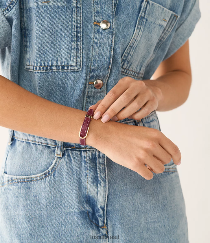 Fossil joia mulheres pulseira de couro d-link Heritage vermelho 66RZLJ1245