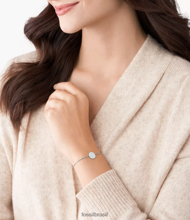 Fossil joia mulheres pulseira de disco de pista aço inoxidável 66RZLJ1009