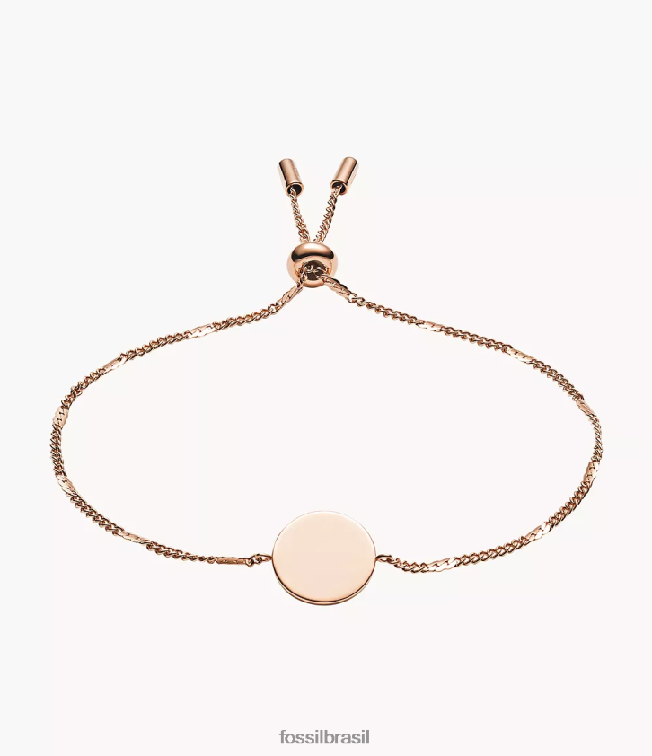 Fossil joia mulheres pulseira de disco de pista tom de ouro rosa 66RZLJ1018