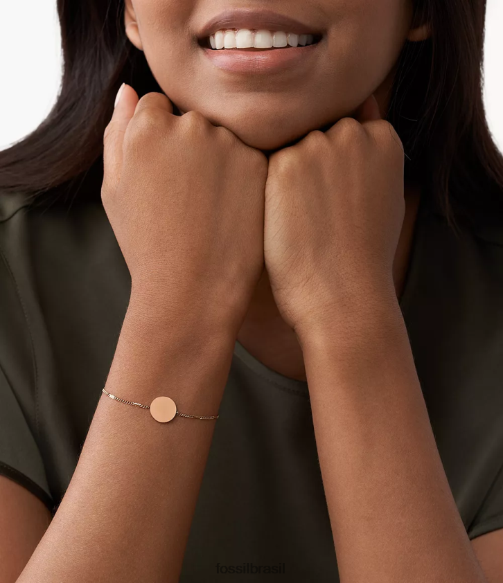 Fossil joia mulheres pulseira de disco de pista tom de ouro rosa 66RZLJ1018