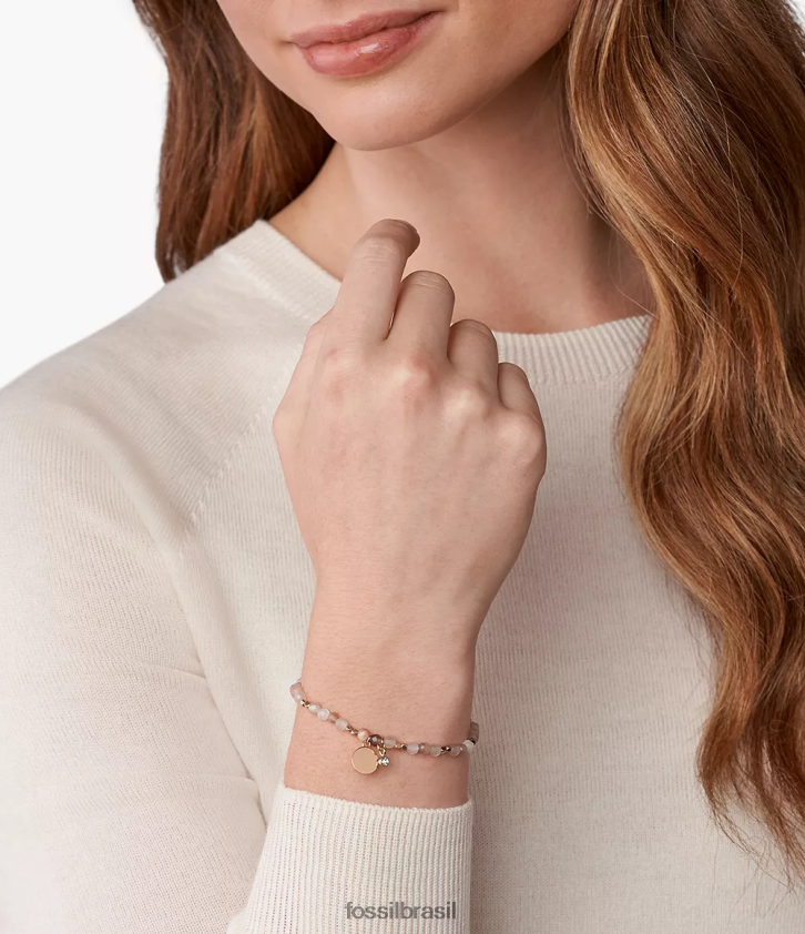 Fossil joia mulheres pulseira de pedra da lua da Geórgia bege 66RZLJ1007