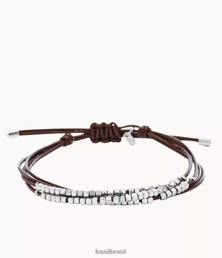 Fossil joia mulheres pulseira deslizante rondelle delicada Sadie marrom/prata 66RZLJ988