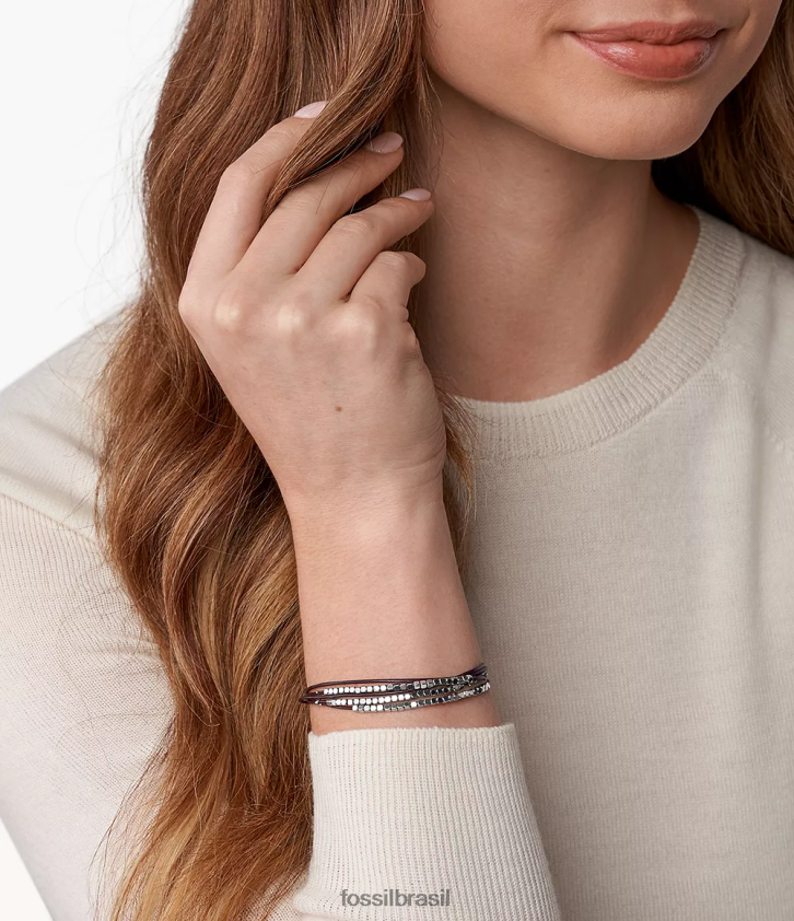 Fossil joia mulheres pulseira deslizante rondelle delicada Sadie marrom/prata 66RZLJ988
