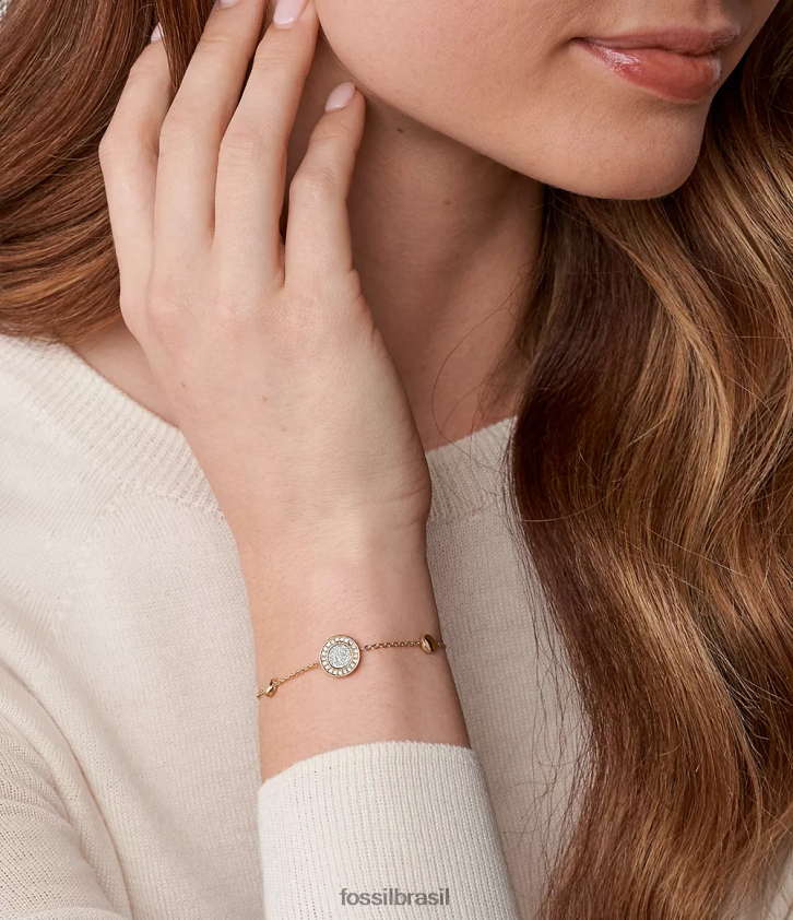Fossil joia mulheres pulseira sutton halo station tom de ouro rosa 66RZLJ1029