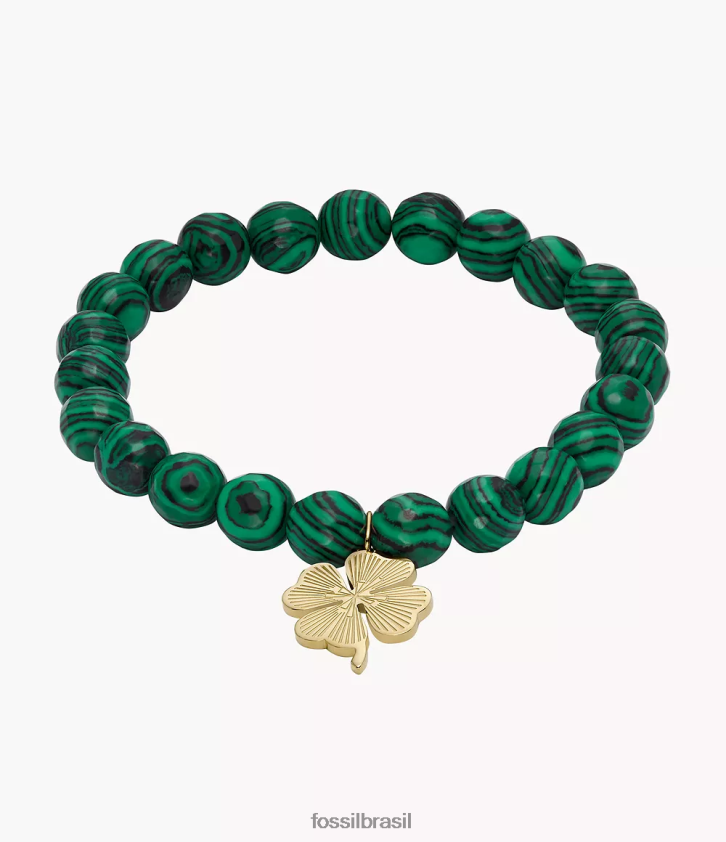 Fossil joia mulheres pulseira sutton moderna e mágica com contas de malaquita reconstituída verde 66RZLJ1248