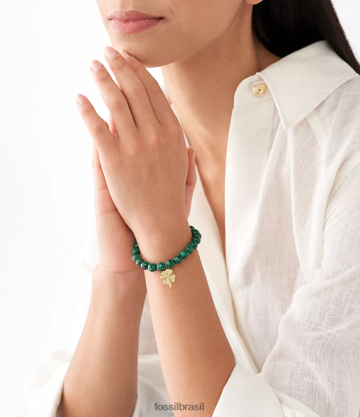 Fossil joia mulheres pulseira sutton moderna e mágica com contas de malaquita reconstituída verde 66RZLJ1248
