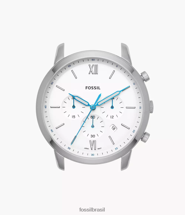 Fossil acessório homens caixa de relógio de aço inoxidável cronógrafo neutro branco 66RZLJ2034