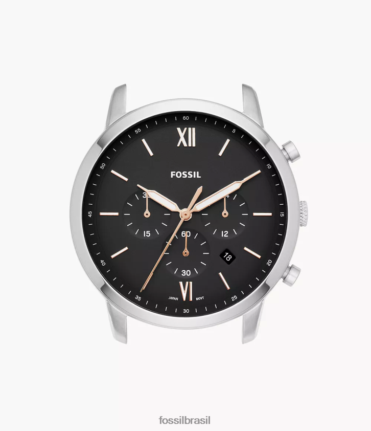 Fossil acessório homens caixa de relógio de aço inoxidável cronógrafo neutro preto 66RZLJ2076