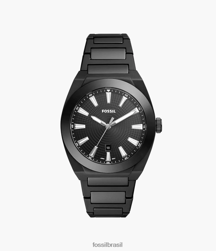 Fossil assistir homens relógio de cerâmica everett com três ponteiros e data preto 66RZLJ1600