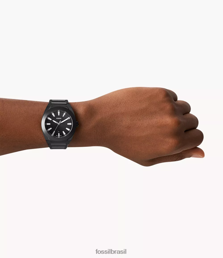 Fossil assistir homens relógio de cerâmica everett com três ponteiros e data preto 66RZLJ1600
