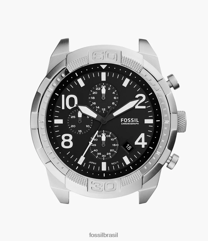 Fossil assistir homens caixa de relógio de aço inoxidável cronógrafo bronson tom prata 66RZLJ1390