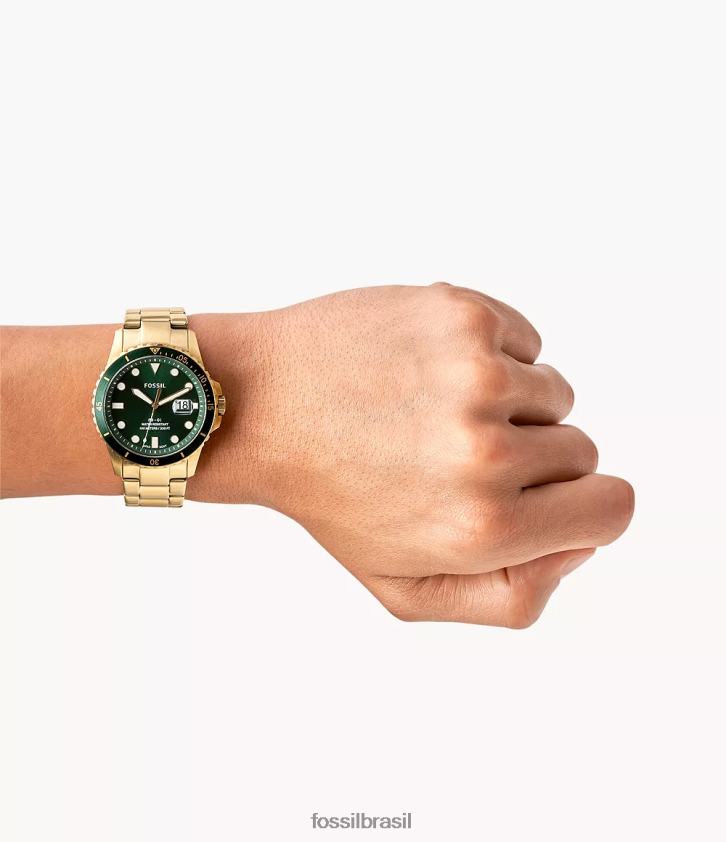 Fossil assistir homens fb-01 relógio de aço inoxidável com data de três ponteiros tom de ouro 66RZLJ1345