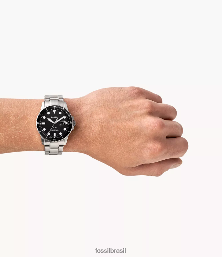 Fossil assistir homens fb-01 relógio de aço inoxidável com data de três ponteiros tom prata 66RZLJ1352