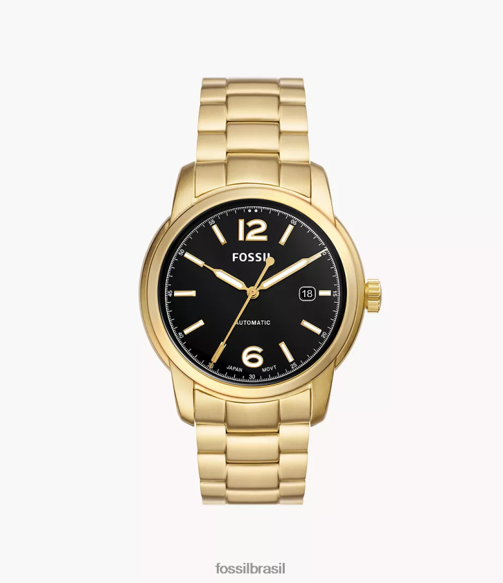 Fossil assistir homens relógio automático de aço inoxidável legado tom de ouro 66RZLJ1382