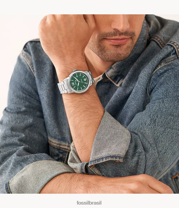 Fossil assistir homens relógio automático de aço inoxidável legado tom prata 66RZLJ1365