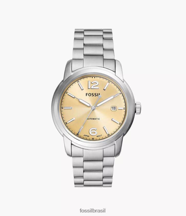 Fossil assistir homens relógio automático de aço inoxidável legado tom prata 66RZLJ1391