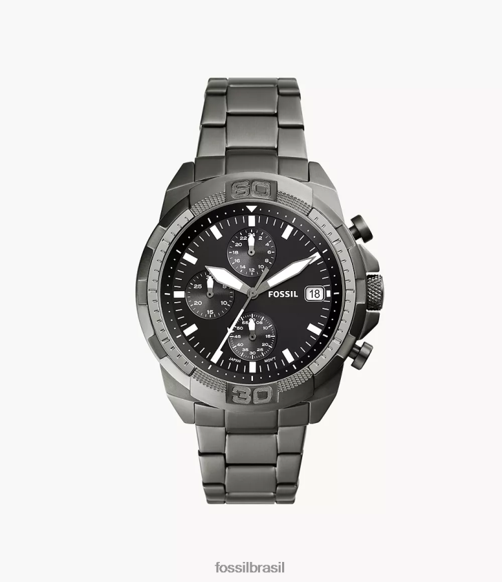 Fossil assistir homens relógio bronson cronógrafo em aço inoxidável fumaça 66RZLJ1341