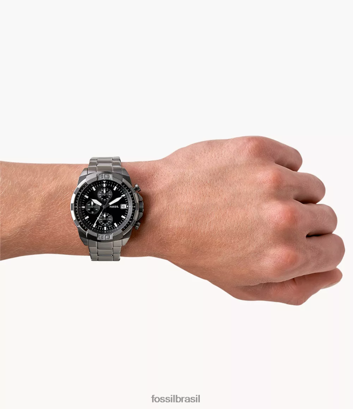 Fossil assistir homens relógio bronson cronógrafo em aço inoxidável fumaça 66RZLJ1341