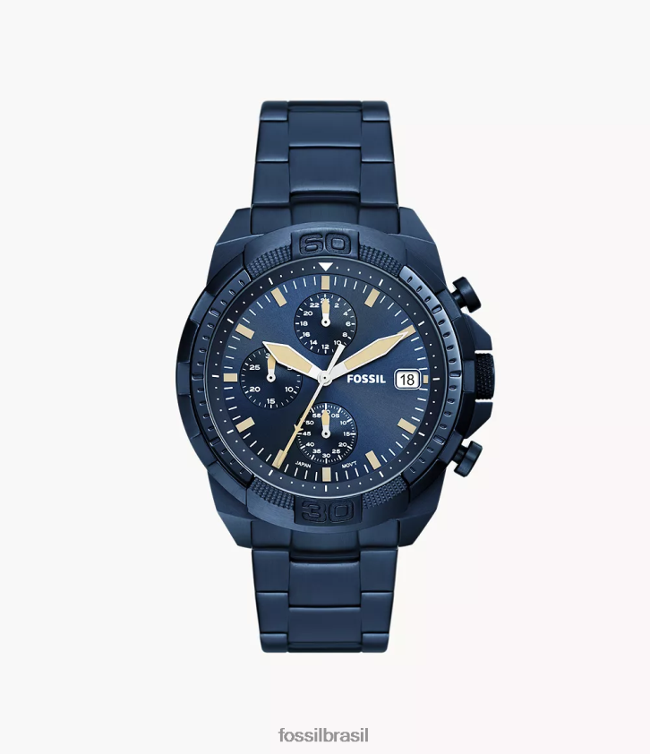 Fossil assistir homens relógio bronson cronógrafo em aço inoxidável marinha 66RZLJ1556