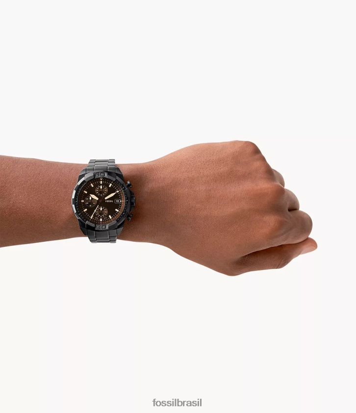 Fossil assistir homens relógio bronson cronógrafo em aço inoxidável preto 66RZLJ1340
