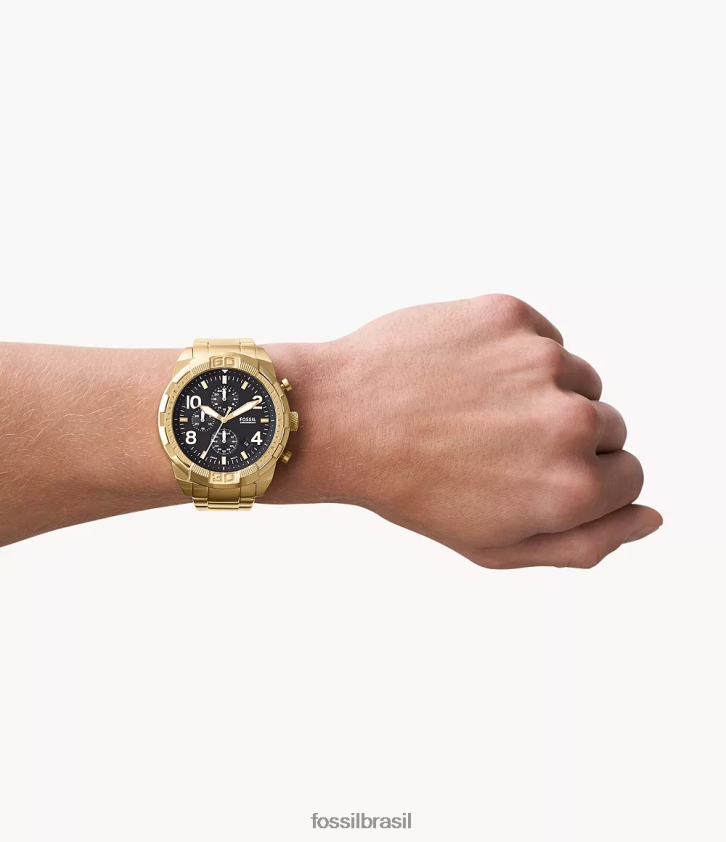 Fossil assistir homens relógio bronson cronógrafo em aço inoxidável tom de ouro 66RZLJ1339