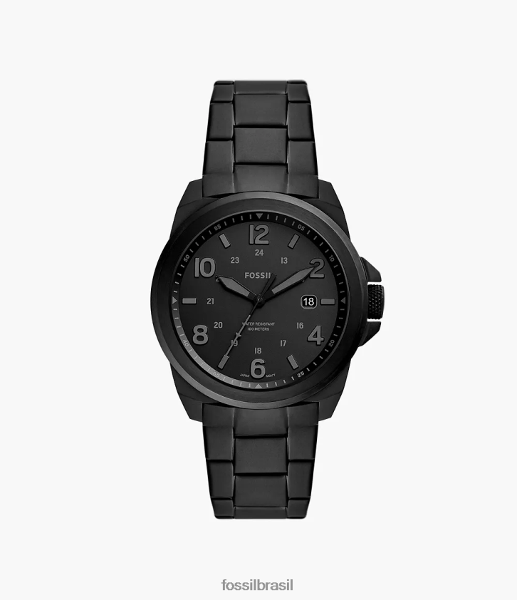 Fossil assistir homens relógio bronson de três ponteiros em aço inoxidável preto 66RZLJ1349