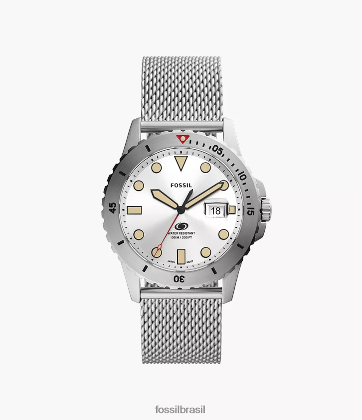 Fossil assistir homens relógio com três ponteiros e data em malha de aço inoxidável azul 66RZLJ1599
