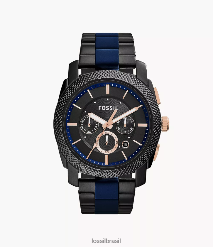 Fossil assistir homens relógio de aço inoxidável da máquina dois tons 66RZLJ1526