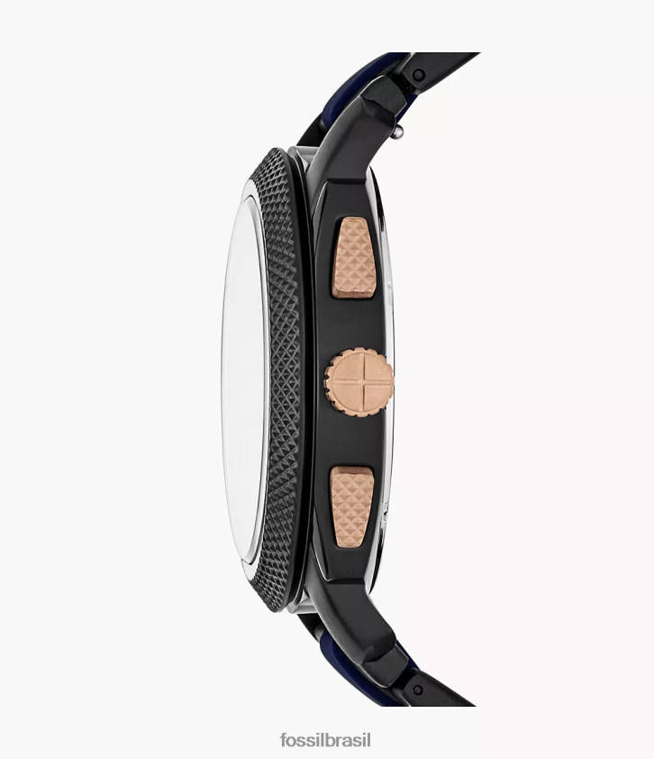 Fossil assistir homens relógio de aço inoxidável da máquina dois tons 66RZLJ1526