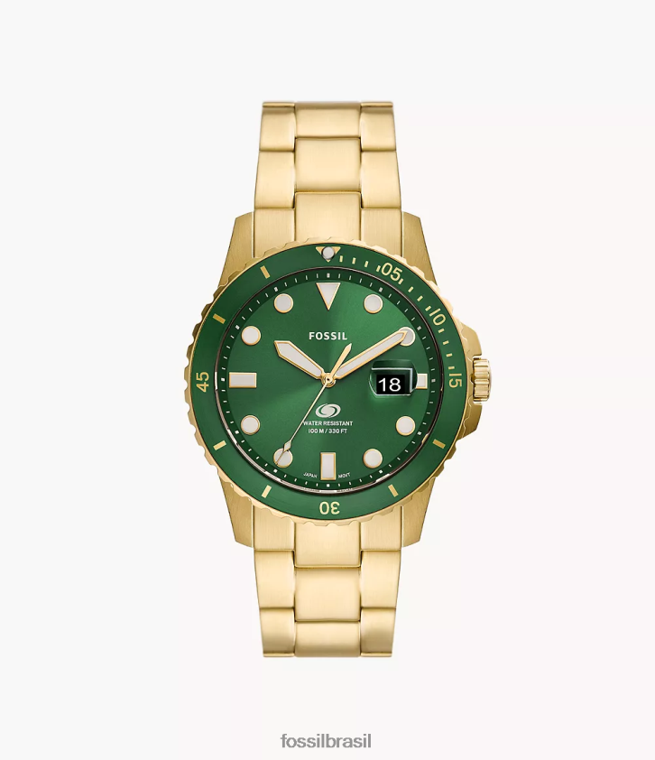 Fossil assistir homens relógio de três ponteiros em aço inoxidável com data azul 66RZLJ1350