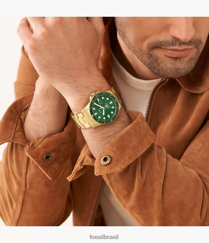 Fossil assistir homens relógio de três ponteiros em aço inoxidável com data azul 66RZLJ1350