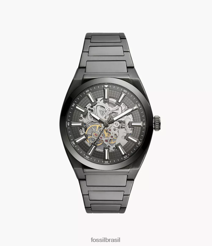 Fossil assistir homens relógio everett automático em aço inoxidável fumaça 66RZLJ1363