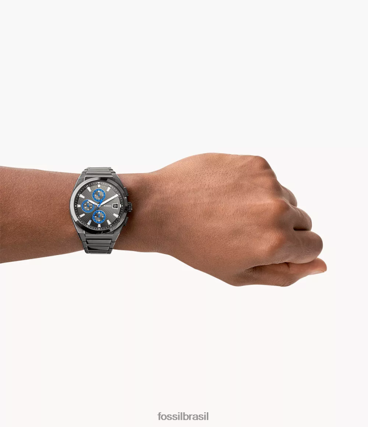 Fossil assistir homens relógio everett cronógrafo em aço inoxidável fumaça 66RZLJ1377