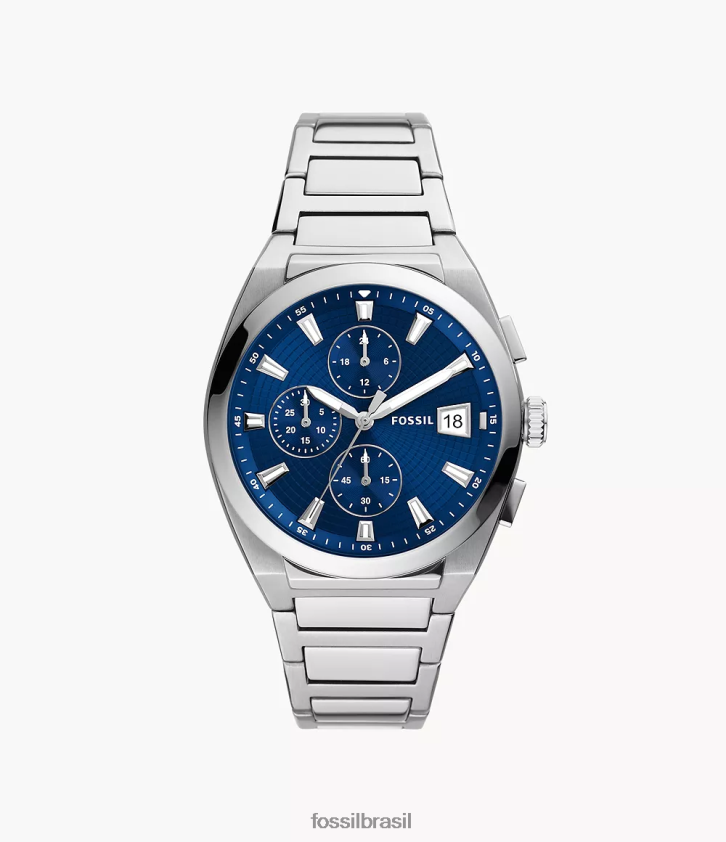 Fossil assistir homens relógio everett cronógrafo em aço inoxidável tom prata 66RZLJ1373